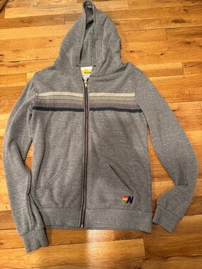 Unisex Aviator Nation Grey Hoodie with shades of grey stripes size small